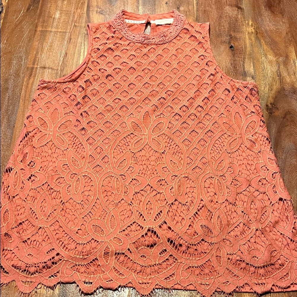 Lace Detail Top- Burnt Orange